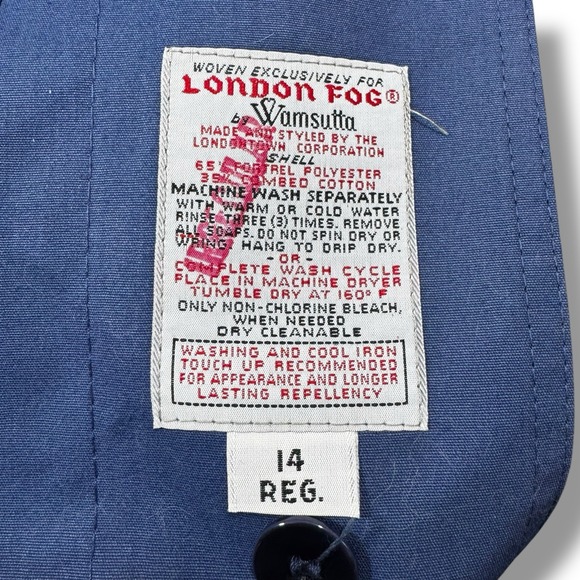 VTG 70s London fog By Wamsutta Blue Trench Coat Size 12 Retro Winter Preppy - Picture 8 of 13
